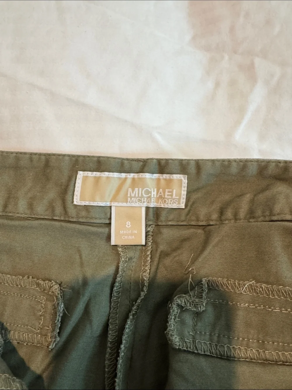 Michael Kors Olive Straight-Leg Trousers with Zip Pockets